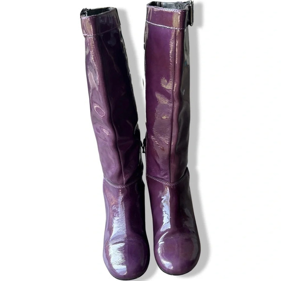Bravo  Browns Purple Patent Leather Riding Boots - Picture 2 of 16